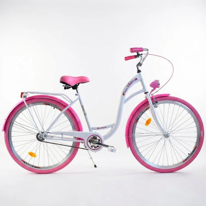 Bicicleta menina 26 polegadas branco e rosa Dallas Bike
