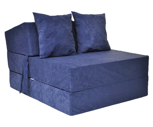Colchão de campismo dobrável 200x70x15 cm veludo azul
