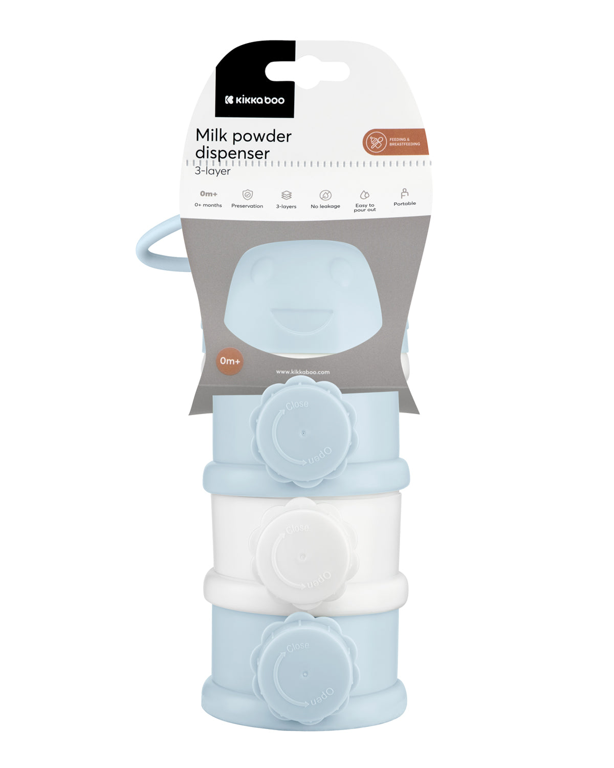 Dispensador de leite em pó com 3 compartimentos Azul
