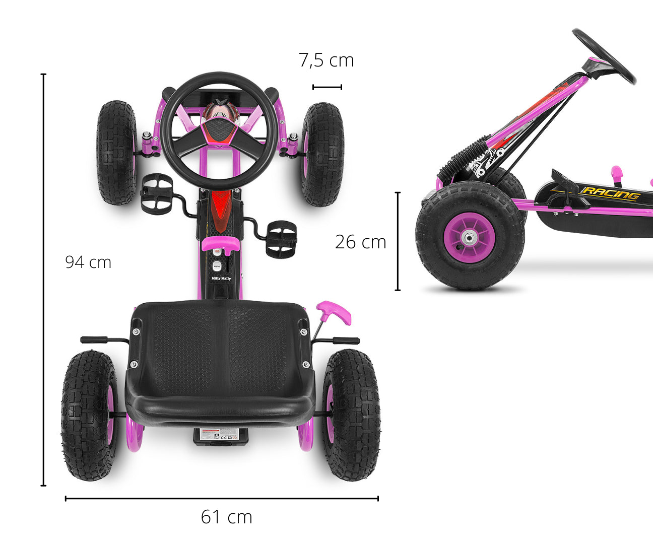 Kart A Pedais Thor Cor-De-Rosa Milly Mally