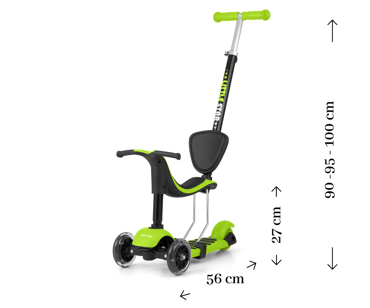 Ride On/Scooter 3In1 Little Star Verde Milly Mally