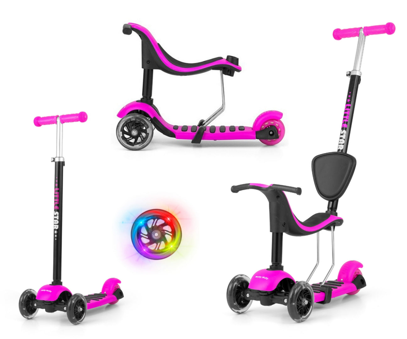 Ride On/Scooter 3In1 Little Star Rosa Milly Mally