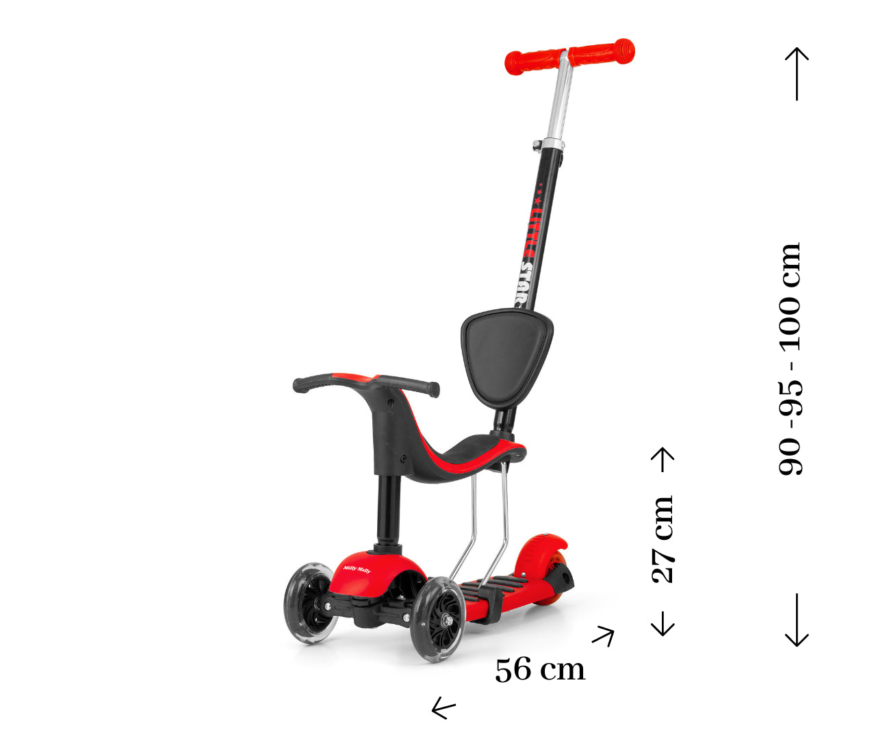 Ride On/Scooter 3In1 Little Star Vermelho Milly Mally