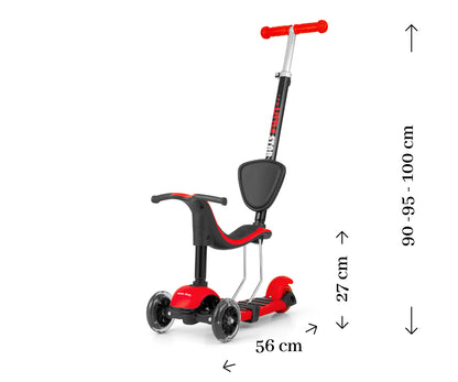 Ride On/Scooter 3In1 Little Star Vermelho Milly Mally
