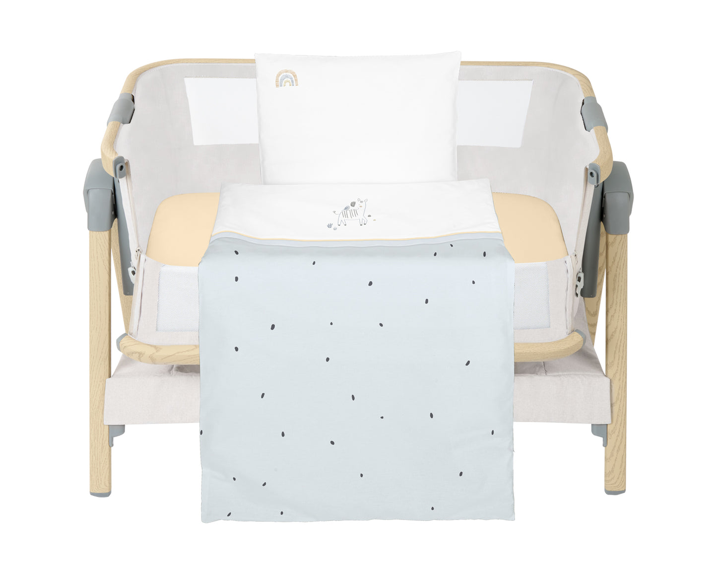 Conjunto de cama para berço mini Stripy Friends de 5 peças Kikkaboo