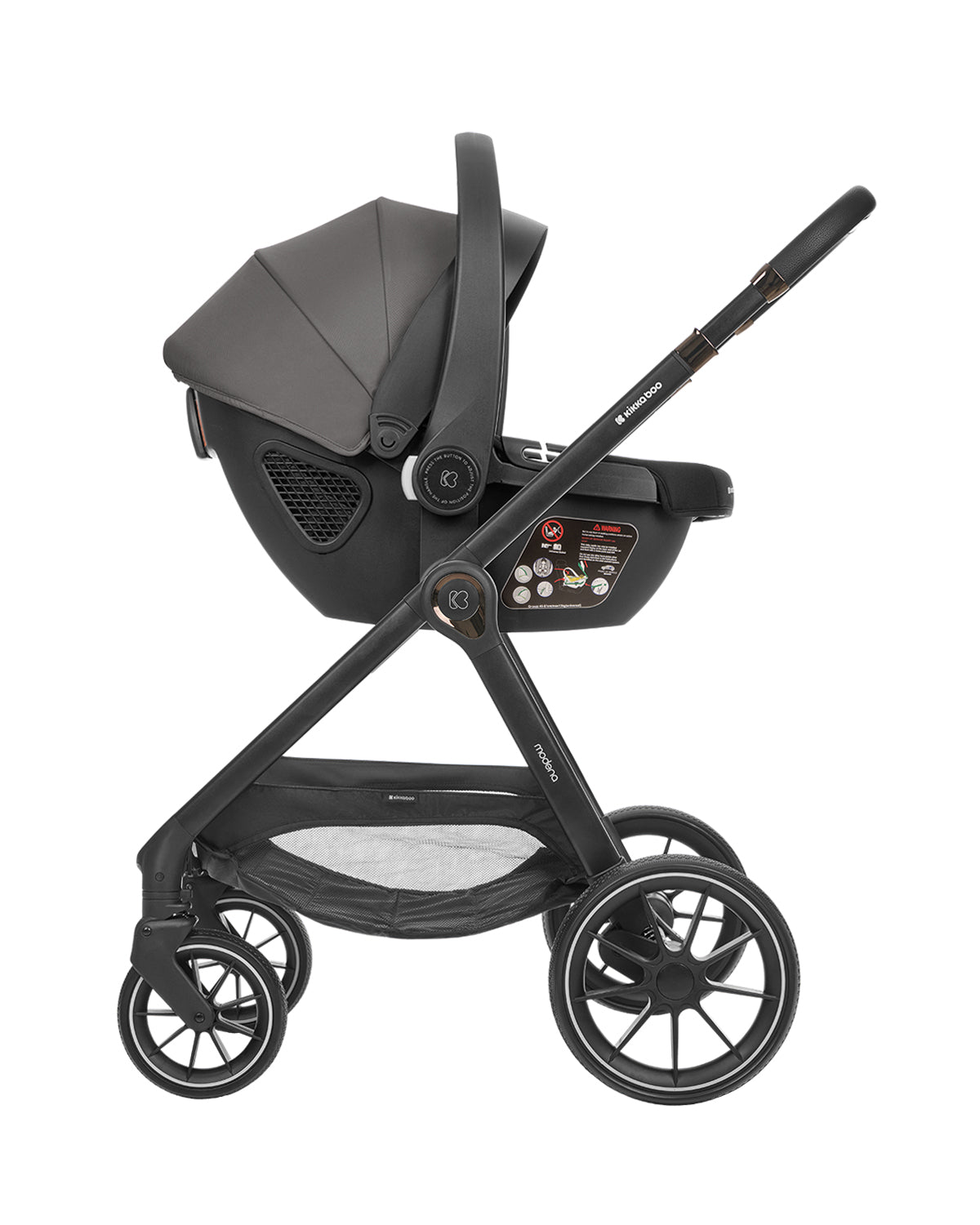 Carrinho de bebé 3 em 1 Modena com alcofa, cinzento escuro