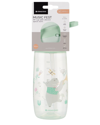 Copo PP com palha 450ml Music Fest Mint Kikkaboo