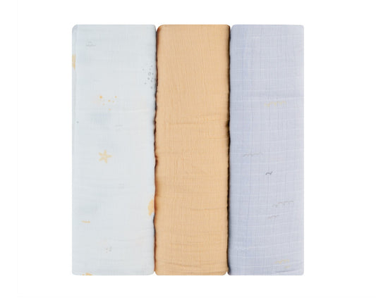 Conjunto de fraldas em musselina 3 peças 100x100 cm Seally Me Kikkaboo