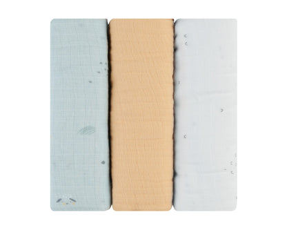 Conjunto de fraldas em musselina Sleepy Sheep, 3 unidades, 75x75 cm