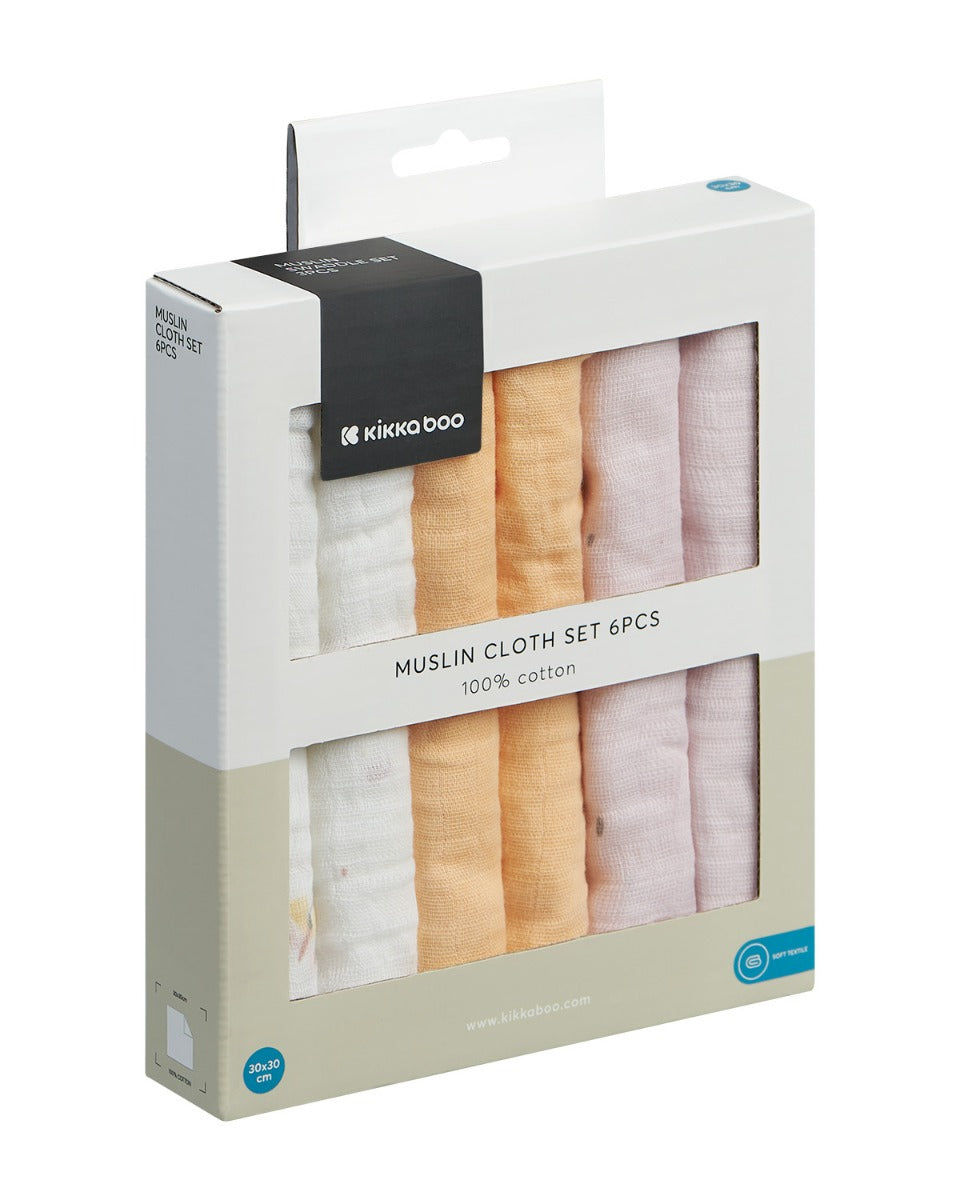 Conjunto de 6 fraldas de musselina Hedge-hugs 30x30 cm Kikkaboo