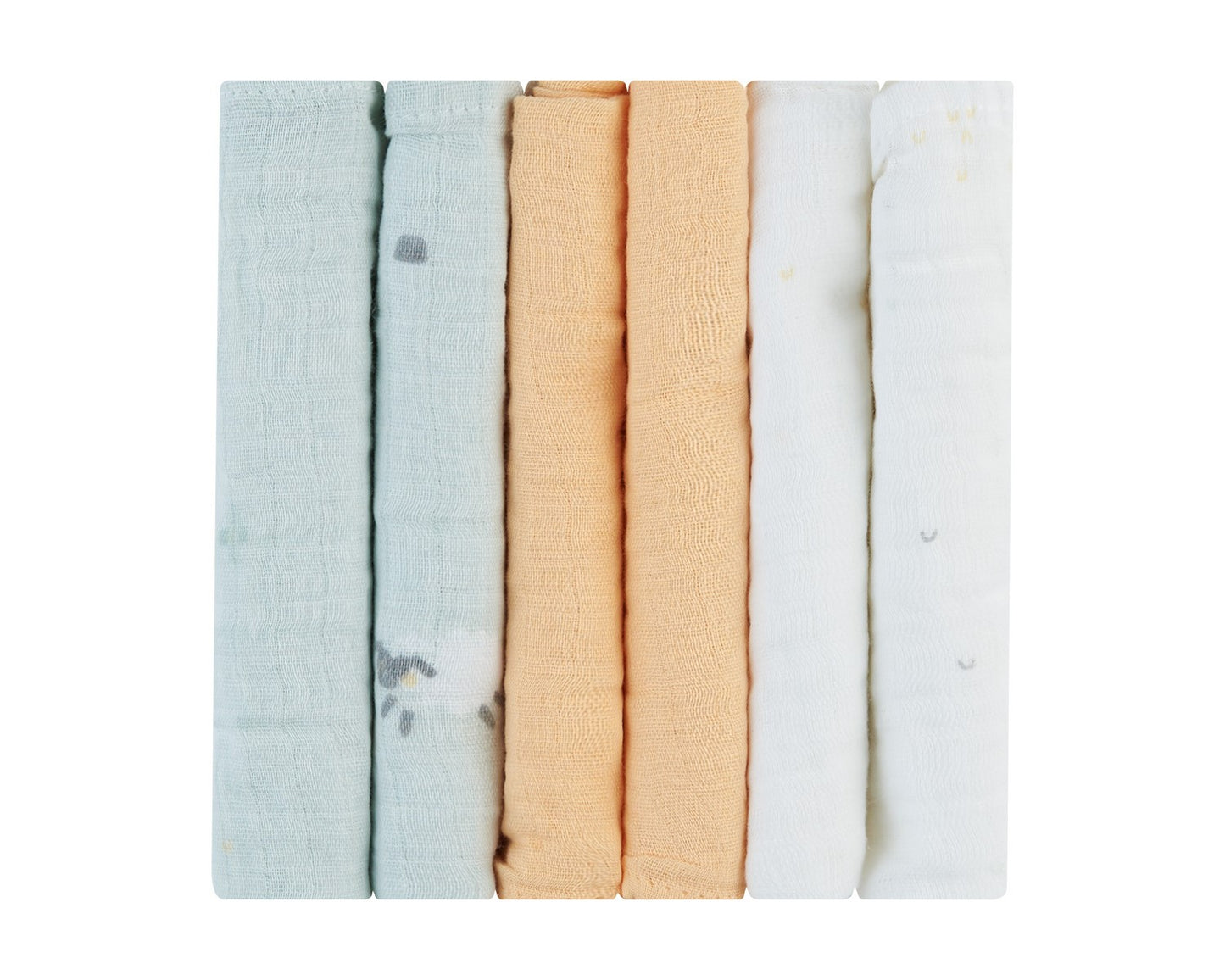 Conjunto de 6 fraldas de musselina Sleepy Sheep 30x30 cm Kikkaboo