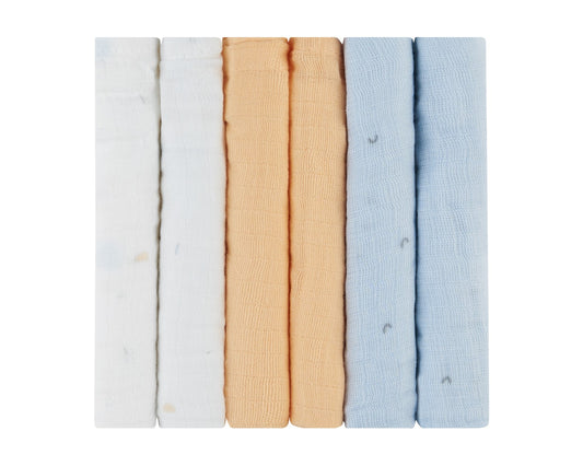 Conjunto de 6 fraldas de musselina Stripy Friends 30x30 cm Kikkaboo