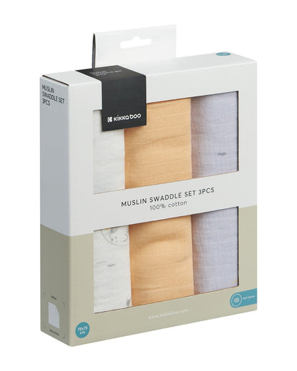 Conjunto de fraldas em musselina 3 peças 75x75 cm Seally Me