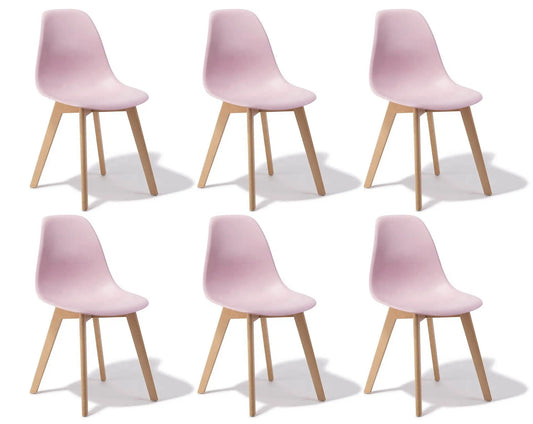 Cadeiras de sala de jantar KITO conjunto de 6 rosa