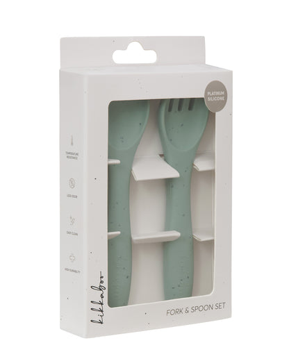 Conjunto de colher e garfo em silicone Platinum Kikkaboo