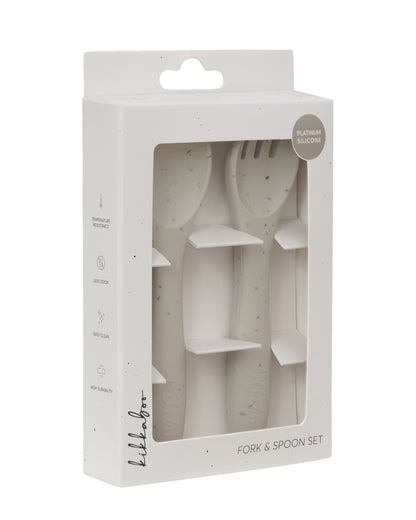 Conjunto de colher e garfo Sand em silicone platina