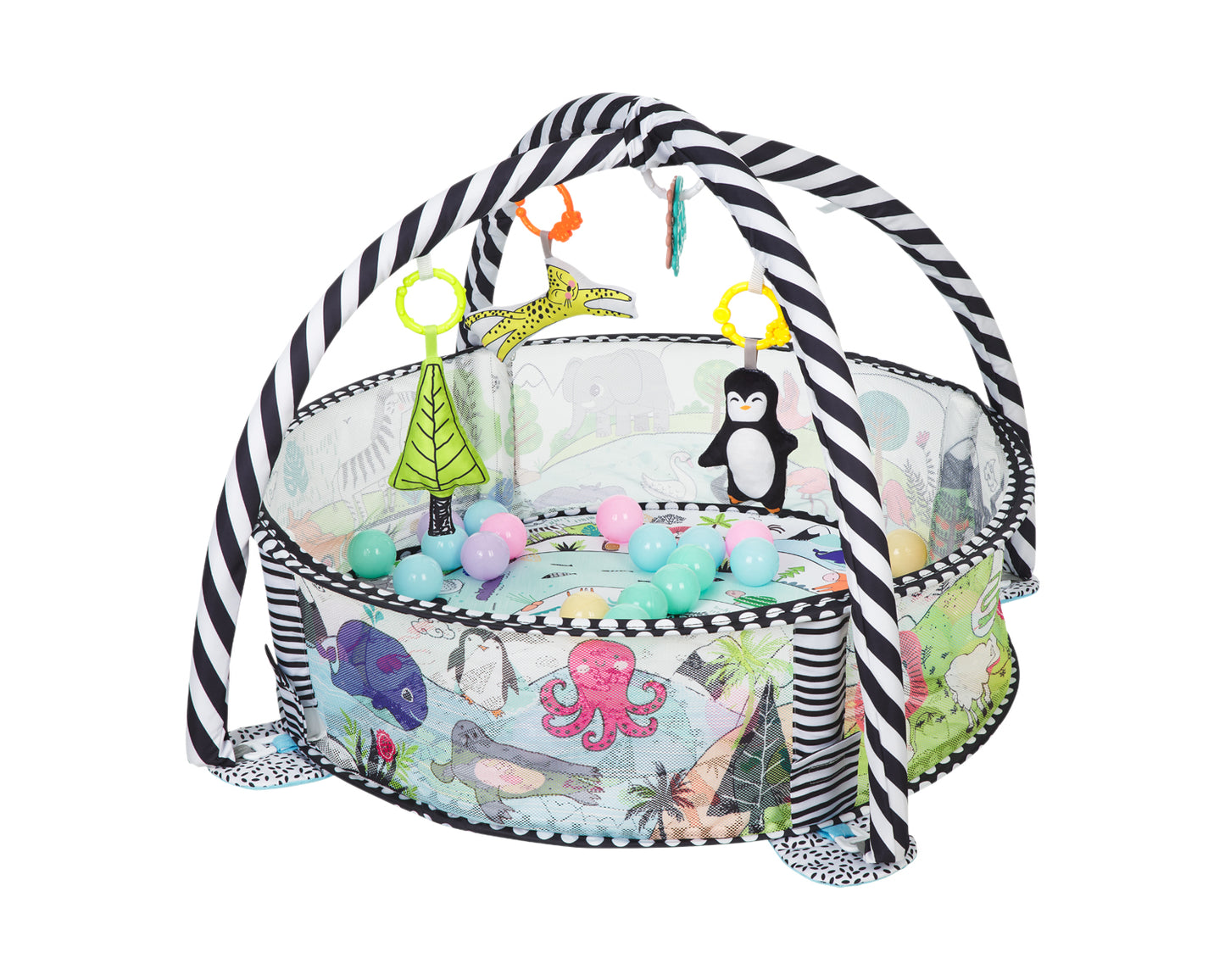 Tapete de Atividades de brincar Animals World com 30 bolas Kikkaboo