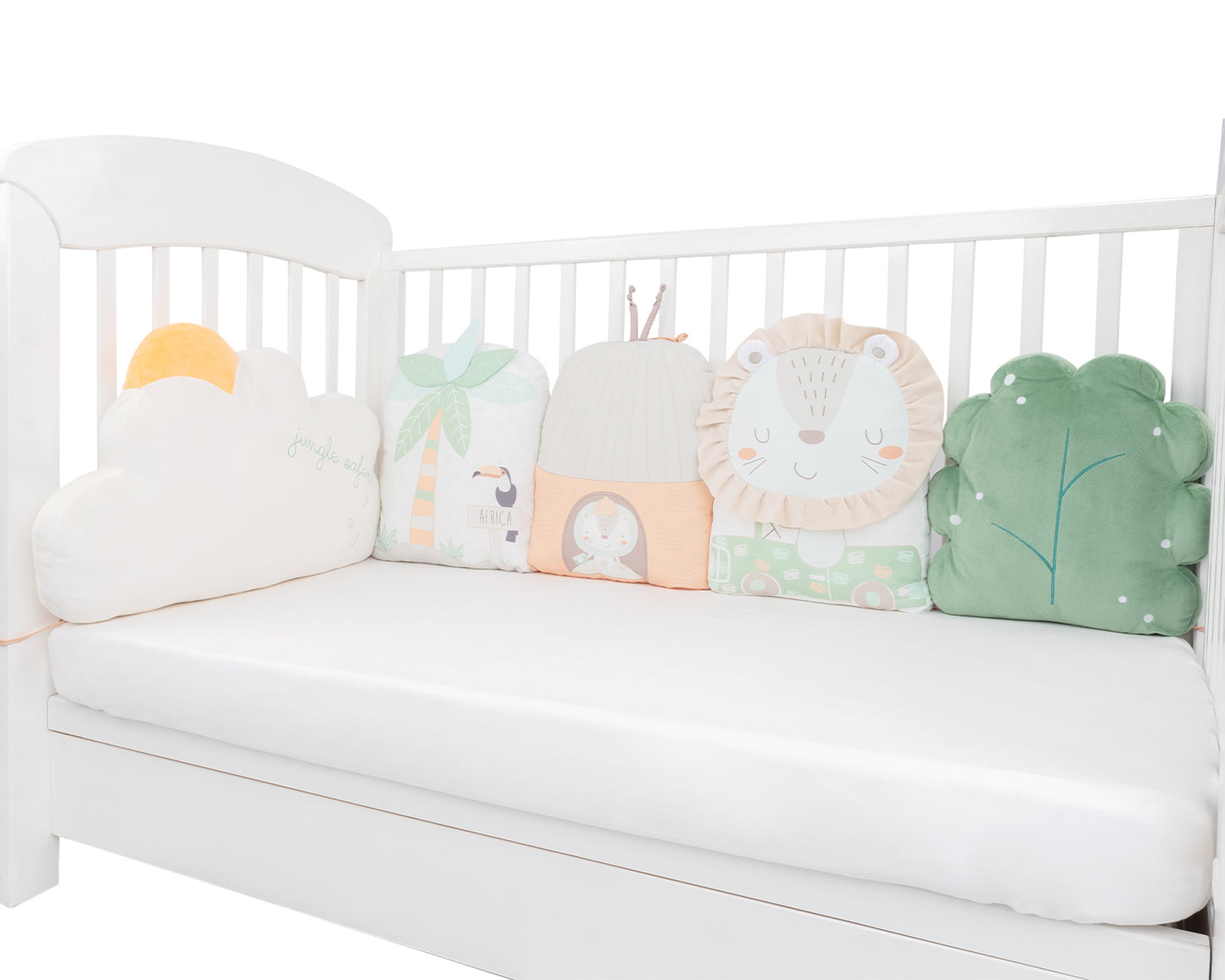 Conjunto de almofadas de peluche para berço Jungle King
