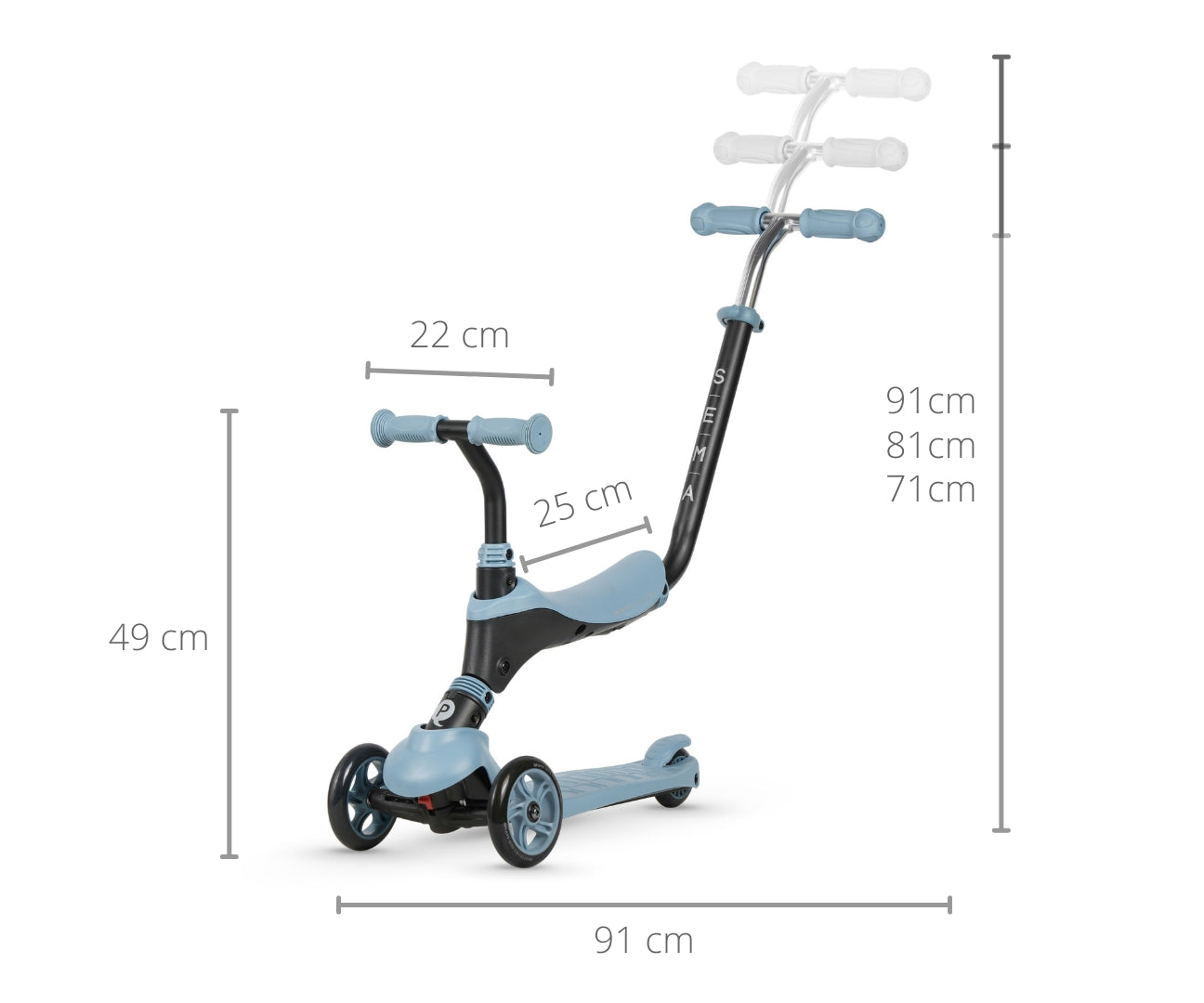 Scooter Sema 3Em1 Azul Qplay