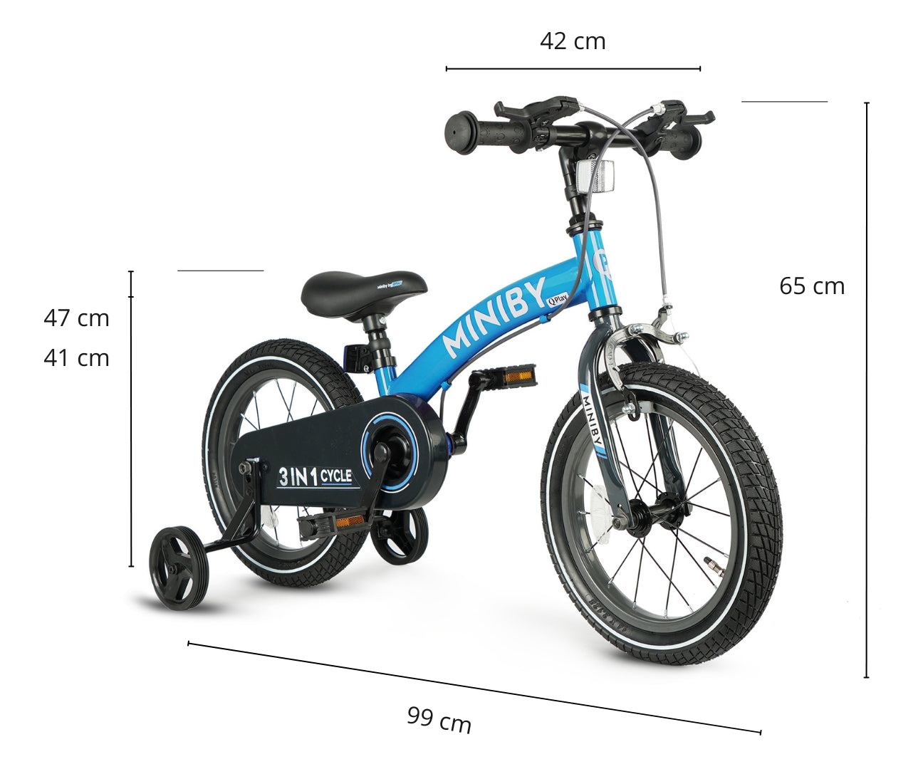 Bicicleta De Corta-Mato Miniby 14 Polegadas Azul Qplay