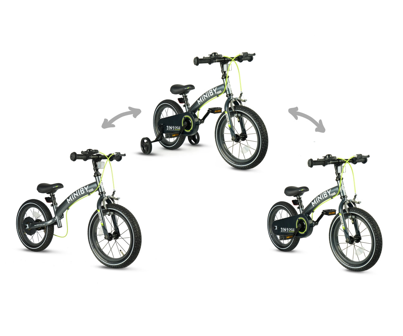 Bicicleta De Cross Miniby 14 Polegadas Cinzento Qplay