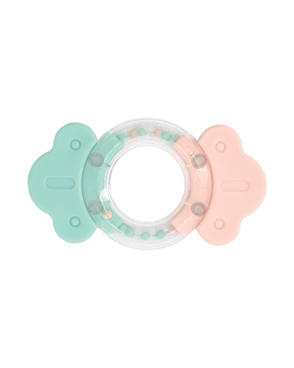 Chocalho mordedor rosa bombom