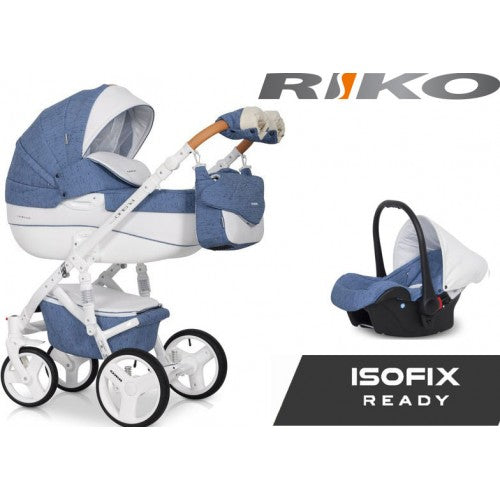RIKO - Carrinho multifuncional BRANO LUXE + CARLO ISOFIX READY Denim