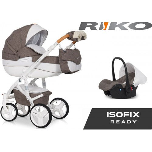 RIKO - Carrinho multifuncional BRANO LUXE + CARLO ISOFIX READY Mocca