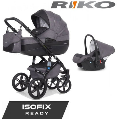 RIKO - Carrinho multifuncional BRANO NATURAL + CARLO ISOFIX READY Carbon
