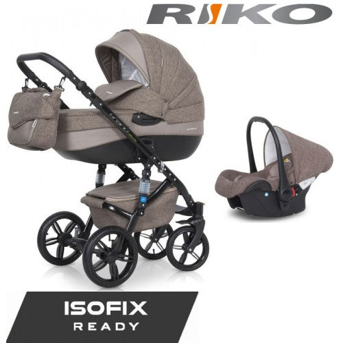 RIKO - Carrinho multifuncional BRANO NATURAL + CARLO ISOFIX READY Latte