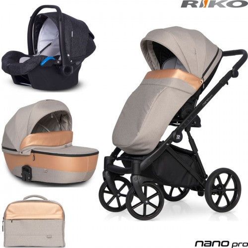 RIKO - Carrinho multifuncional NANO PRO + KITE ISOFIX READY Camel