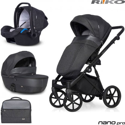 RIKO - Carrinho multifuncional NANO PRO + KITE ISOFIX READY Carbon