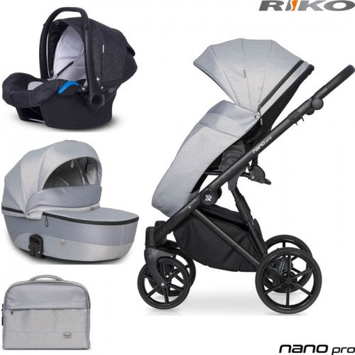 RIKO - Carrinho multifuncional NANO PRO + KITE ISOFIX READY Grey Fox