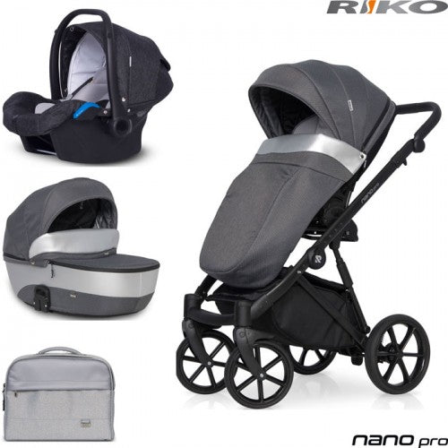 RIKO - Carrinho multifuncional NANO PRO + KITE ISOFIX READY Onyx