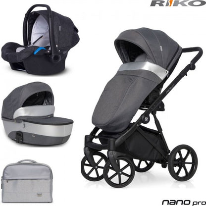 RIKO - Carrinho multifuncional NANO PRO + KITE ISOFIX READY Onyx