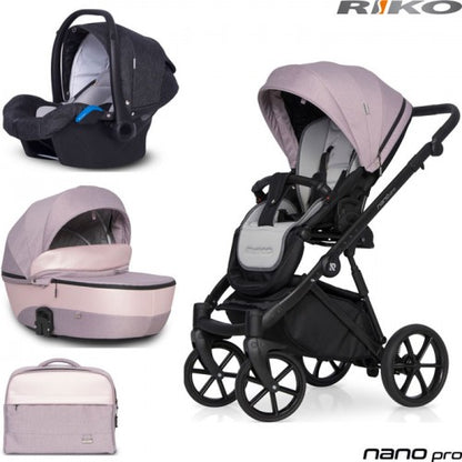 RIKO - Carrinho multifuncional NANO PRO + KITE ISOFIX READY Pearl Pink
