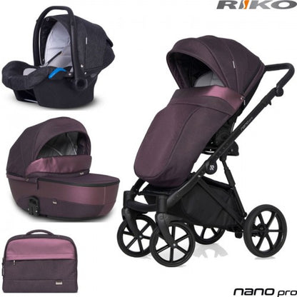 RIKO - Carrinho multifuncional NANO PRO + KITE ISOFIX READY Plum