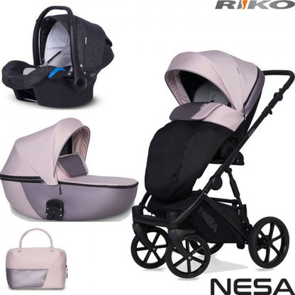 RIKO - Carrinho multifuncional NESA + KITE ISOFIX READY Pearl Pink