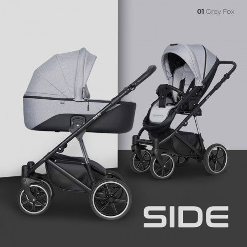 RIKO - Carrinho multifuncional SIDE (KOLORY 01-05) + KITE ISOFIX READY Grey Fox