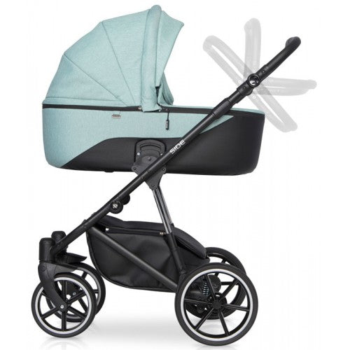 RIKO - Carrinho multifuncional SIDE (KOLORY 01-05) + KITE ISOFIX READY Rose