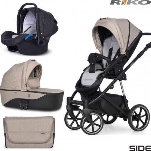 RIKO - Carrinho multifuncional SIDE (KOLORY 01-05) + KITE ISOFIX READY Nugat