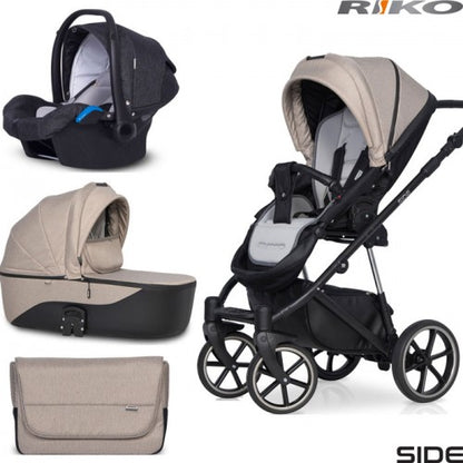RIKO - Carrinho multifuncional SIDE (KOLORY 01-05) + KITE ISOFIX READY Nugat