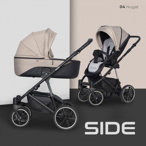 RIKO - Carrinho multifuncional SIDE (KOLORY 01-05) + KITE ISOFIX READY Nugat