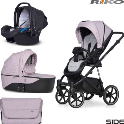 RIKO - Carrinho multifuncional SIDE (KOLORY 01-05) + KITE ISOFIX READY Rose