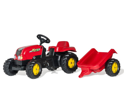 Trator Kart A Pedais Com Reboque Vermelho Rolly Toys