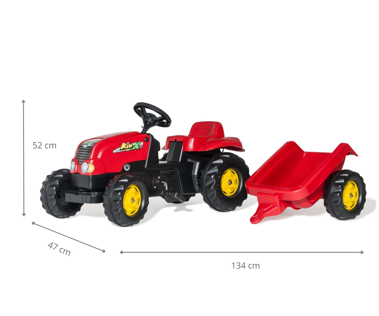 Trator Kart A Pedais Com Reboque Vermelho Rolly Toys