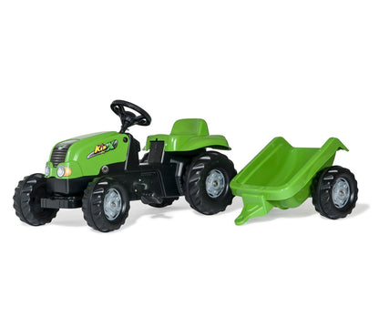Trator Kart A Pedais Com Reboque Verde Rolly Toys