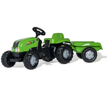 Trator Kart A Pedais Com Reboque Verde Rolly Toys