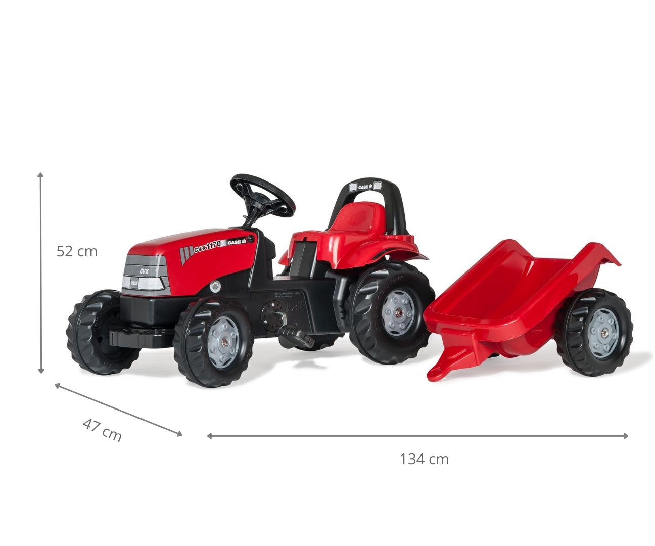 Trator Case 1170 Cvx Kart A Pedais Com Reboque Rolly Toys