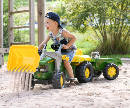 Trator Kart A Pedais John Deere Com Balde E Reboque Rolly Toys
